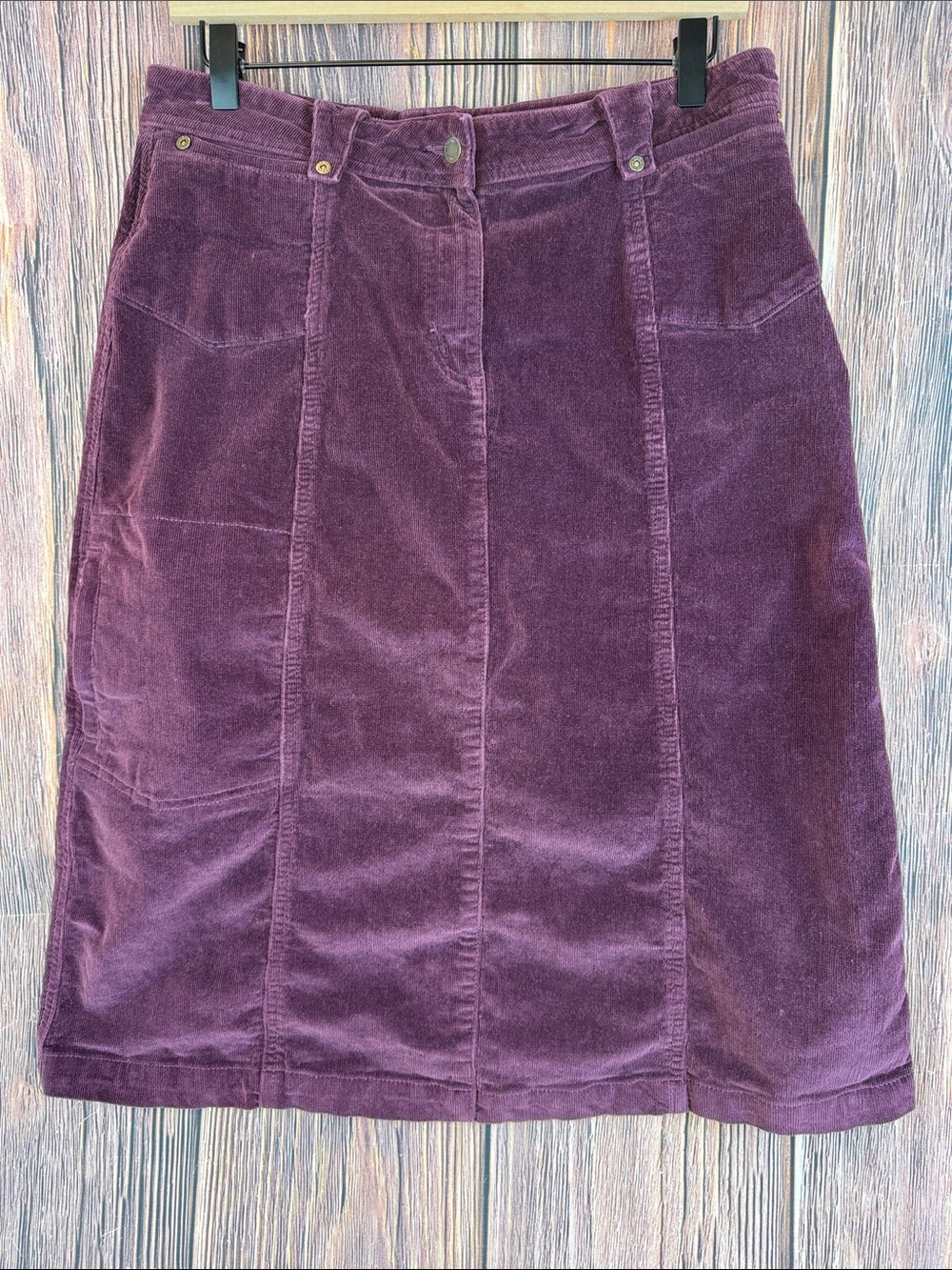 Woolrich Plum Corduroy Panel A-Line Midi Skirt